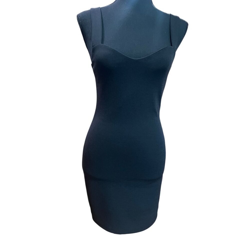 Mini Dress Women Small Black Sleeveless Bodycon Sweetheart Neckline Cocktail